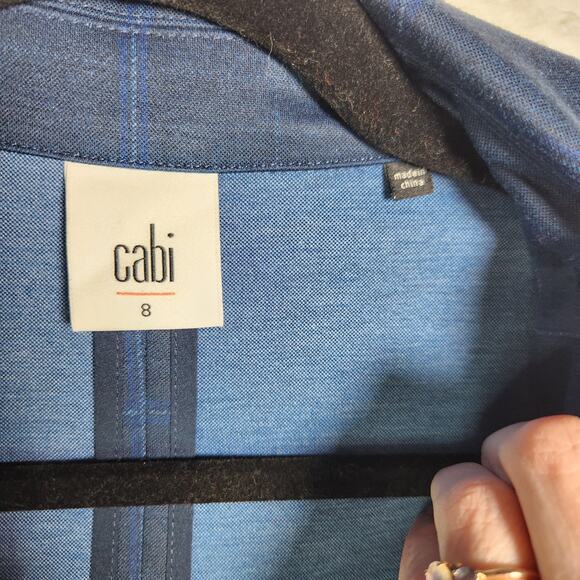 Cabi Sunset Kiss Windowpane Blazer 5425 Sz 8 Button Blue Academia Preppy Career - Picture 6 of 16
